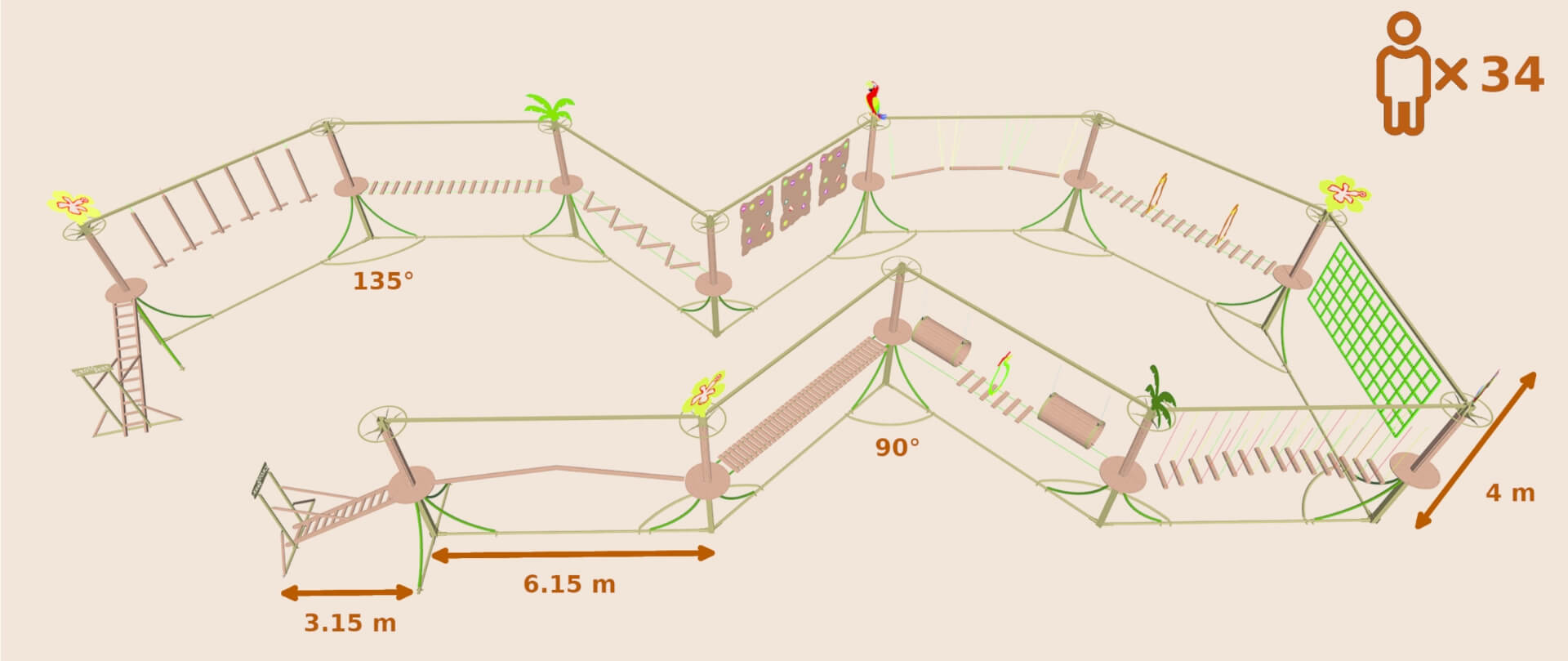 Plan 3D de l'aire de jeu CROSSPARK©